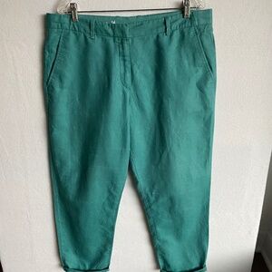 Gap Broken-in Straight Linen Pants in Teal/Turquoise in Size 14